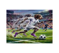 2026 Soccer Wirehaired Pointer Dog Jigsaw Puzzles for Adults 500 Piece, Match Day Puppy Dribble Past Wooden Puzzles, Sport Printed Decor for Entertainment Creative