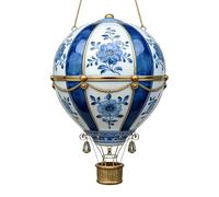 2026 Solar Powered Hot Air Balloon Decorative Pendant with Realistic Flame Effect Acrylic Outdoor Decoration for Garden Patio Festive Events (B, One Size)