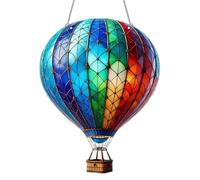 2026 Solar Powered Hot Air Balloon Decorative Pendant with Realistic Flame Effect for Outdoor Indoor Use (B, One Size)