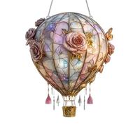 2026 Solar Powered Hot Air Balloon Decorative Pendant with Realistic Flame Look for Outdoor Garden Patio Porch Festive Events (D, One Size)