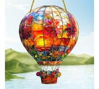 2026 Solar Powered Red Light Hot Air Balloon Catcher Disc Pendant as Wall Decoration Pendulum Jewellery (Orange, 20 x 15 cm)
