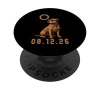 2026 Solar Totality Eclipse Cool Pitbull Women Men Kids PopSockets Adhesive PopGrip