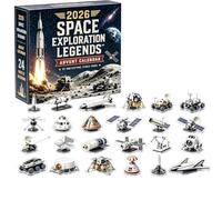 2026 Space Explore Legends Advent Calendar 24-Days Christmas Countdown | 24-Day Countdown Calendar with 24 Collectible Mini Acrylic Space Themed Hanging Ornaments Surprises for Aviation Fans