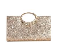 2026 Sparkly Clutch Purse for Women Elegant Unique Bling Evening Bag Polyester Handbag, Gold, 10.24" x 5.71" x 1.77"