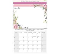 2026 Spiral Bound Memo Board Calendar & Write On Wipe Off Pen (Floral)
