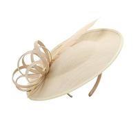 2026 spring and summer women's retro ladylike headdress feather bow headband(Champagne)