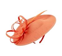 2026 spring and summer women's retro ladylike headdress feather bow headband(Fluorescent Orange)