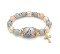 2026 Spring Blessings Beaded Bracelet Gift for Women Mom Female Friends Love Peace Faith Charm Beaded Bracelet Spring Blessings Jewelry Gift (Jesus) (A)