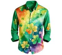 2026 St Patrick's Day Casual Button Down Shirt with Original Print - Perfect for Celebrations and Parties, Green, XL