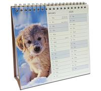 2026 Stand Up Desk Calendar - Flip Desktop Calendar with Wiro Binding - Free Standing Month to View Planner with UK Bank Holidays - Small Standing Desk Planner (Puppies)