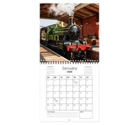 2026 Steam Train Calendar - Monthly Wall Hanging Planner Chart, Classic Locomotive Illustration Organizer | Clear Daily Scheduling Tool For Study Room Home School Office Organization