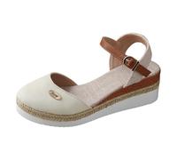 2026 Stylish Women's Sandals with Wedge Heel for Everyday Leisure Open Toe Design Meets Practical Perfect for Summer and Autumn Outfits Comfortable Shoe Choice with Trendy Look, beige, 8 UK