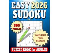 2026 Sudoku Puzzle Book for Adults: 360 Easy 9x9 Large Print Puzzles. All Solutions in Book 16pt. Vol. 3 (2026 Easy Sudoku for Adults)