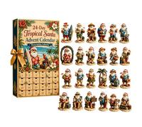 2026 Summer Beach Santa Advent Calendar, 24-Day Acrylic Ornament Set | Surfing Santa Acrylic Ornaments Bring Tropical Holiday Vibes to Your Christmas Tree Decor, Holiday Gift A Style
