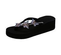 2026 Summer Flip Flops Casual Rhinestone Butterfly Sandals, blue, 9 UK