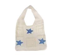2026 Summer Knitted Hollow Shoulder Chunky Lazy Style Open Weave Tote For Beach