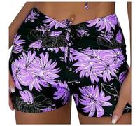 2026 Summer Plus Size Hip Mesh Splice G String Trousers Women Beach Swimming Shorts, purple, L