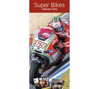 2026 Super Bikes Slim Wall Calendar - Month-to-View Motorcycle Racing Planner with UK Bank Holidays, Notes & Mini Calendars - 41x16cm Wiro Bound 12-Month Hanging Calendar for Bikers & Racing Fans