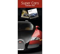 2026 Super Cars Slim Wall Calendar - Month-to-View Supercar & Sports Car Planner with UK Bank Holidays & Notes Section - 41x16cm Wiro Bound 12-Month Hanging Calendar for Petrolheads & Car Lovers