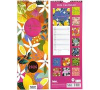 2026 Super Slim Month to View Spiral Bound Hanging Wall Calendar Home Office (Lemon Squeeze)