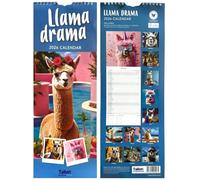 2026 Super Slim Month to View Spiral Bound Hanging Wall Calendar Home Office (Llama Drama)