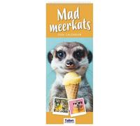 2026 Super Slim Month to View Spiral Bound Hanging Wall Calendar Home Office (Mad Meerkats)