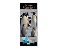 2026 Super Slim Month to View Spiral Bound Hanging Wall Calendar Home Office (Polar Bears)