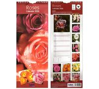2026 Super Slim Month to View Spiral Bound Hanging Wall Calendar Home Office (ROSES)