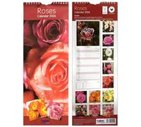 2026 Super Slim Month to View Spiral Bound Hanging Wall Calendar Home Office (Roses)