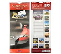 2026 Super Slim Month to View Spiral Bound Hanging Wall Calendar Home Office (SUPER CARS)