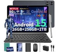 2026 tablet 10 inch Android 15 tablet with keyboard, 24GB RAM + 256GB ROM (2TB Expand), tablets pc with 8 cores, Gemini AI, 5G WiFi, 8000mAh, BT5.0, GPS, 2 in 1 tablets with mouse, case