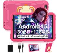 2026 Tablet 10 inch Android 15 Tablets 30GB RAM 128GB ROM 1TB Expand, 8000mAh Octa-Core Tablet with Drop-proof Case, Gemini AI, HD IPS Display, GPS, 5G WIFI, Split-screen, Widevine L1 -Metal Rose Red
