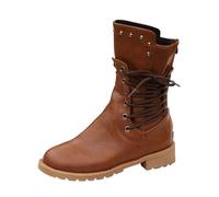 2026 Tall Women Winter Plus Size Foreign Trade Women's Rain Boots Walking Knee-High Suede Block Heel City Cold Weather Over The Knee Stretch High (15) Brown