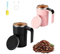 2026 tasse à agitation automatique rechargeable, tasse à agitation automatique améliorée, tasses à café à agitations magnétique automatiques avec affichage de la température avec couvercle (2PCS-B)