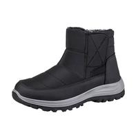 2026 Teen Girls Couples Winter Warm and Comfortable for Ankle Boots Wellies Easy On Suede Dog Walking Rainy Days Women Zip Up Fur Lined (6) Black