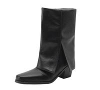 2026 Teen Girls Fall and Winter Women's Boots Pants Toe Ankle Wellies Block Heel Suede City Walking Country Walk Over The Knee Women Stretch High (3) Black