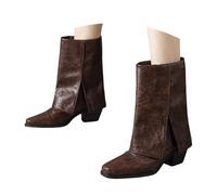 2026 Teen Girls Fall and Winter Women's Boots Pants Toe Ankle Wellies Block Heel Suede City Walking Country Walk Over The Knee Women Stretch High (8) Brown