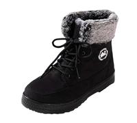 2026 Teen Girls Winter Boots : Warm Lined Shoes Snow Wellies Easy On Block Heel Cold Weather Dog Walking Women Lightweight Grip Sole Hiking (3) Black