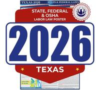 2026 Texas State and Federal Labor Law Poster - OSHA Workplace Compliant - Mandatory Regulations Posting for Employees - All-in-One Required Compliance Posting 17" x 40" - Laminated (Heavy-Duty