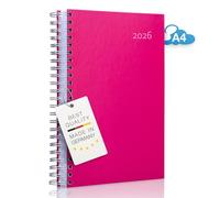2026 The BIG One - RASPERRY - Daily Planner & Desk Calendar | Spiral-Bound A4 Page-a-Day Diary | 400 Pages | Made in Germany | edition cumulus©