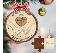 2026 The Year I Found My Missing Piece Couples Ornament for Christmas Tree,Personalized 2-Layered Wooden Couple Puzzle Christmas Ornament Anniversary Xmas Birthday Gifts for Wife Couple (style01)