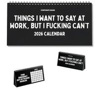 2026 Things I Want To Say at Work Desk Calendar - 12 Months of Office Humour & Sarcastic Quotes, Compact Flip Planner for Desk Decor & Daily Smiles (black)
