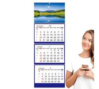 2026 Three View Calendar - Large Monthly Calendar - 3 32.7" x 13" Caalendario December 2026 to January 2027 Display for Daily Organization