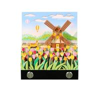 2026 Time Piece Calendar, Creative Desk Calendar with LED Light, 3D Windmill Tear-Away Paper Carving Art Memo Pad Notepad, DIY Decoration Gift for Office Home Desktop Christmas Housewarming