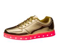 2026 Trainers Women's Shoes Colourful LED Light Shoes Korean Version Pair USB Charging Sports Board Shoes Low Top Gold Silver Sports Shoes, gold, 4 UK