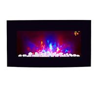 2026 TruFlame 7 colour Side LEDs Wall Mounted Black Curved Glass Electric Fire with Pebble and Log Effect (71.8cm wide)