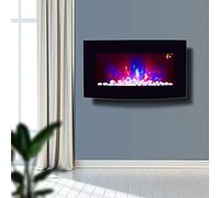 2026 TruFlame 71.8cm Wide Wall Mounted Black Arched Glass Electric Fire with Pebble Effect and GLOW Side LEDs