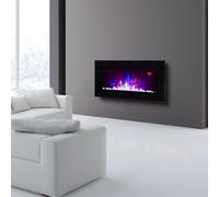 2026 Truflame™ 73Cm Wide Wall Mounted Flat Black Glass Electric Fire With Glow Sides