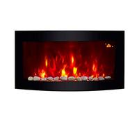 2026 TruFlame 89.2cm Wide Black Curved Glass Screen Wall Mounted Elect Fire with Pebble Effect