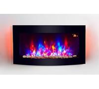 2026 TruFlame 89.2cm Wide Black Curved Glass Wall Mounted Arched Glass Electric Fire with Pebble Effect and GLOW Side LEDs